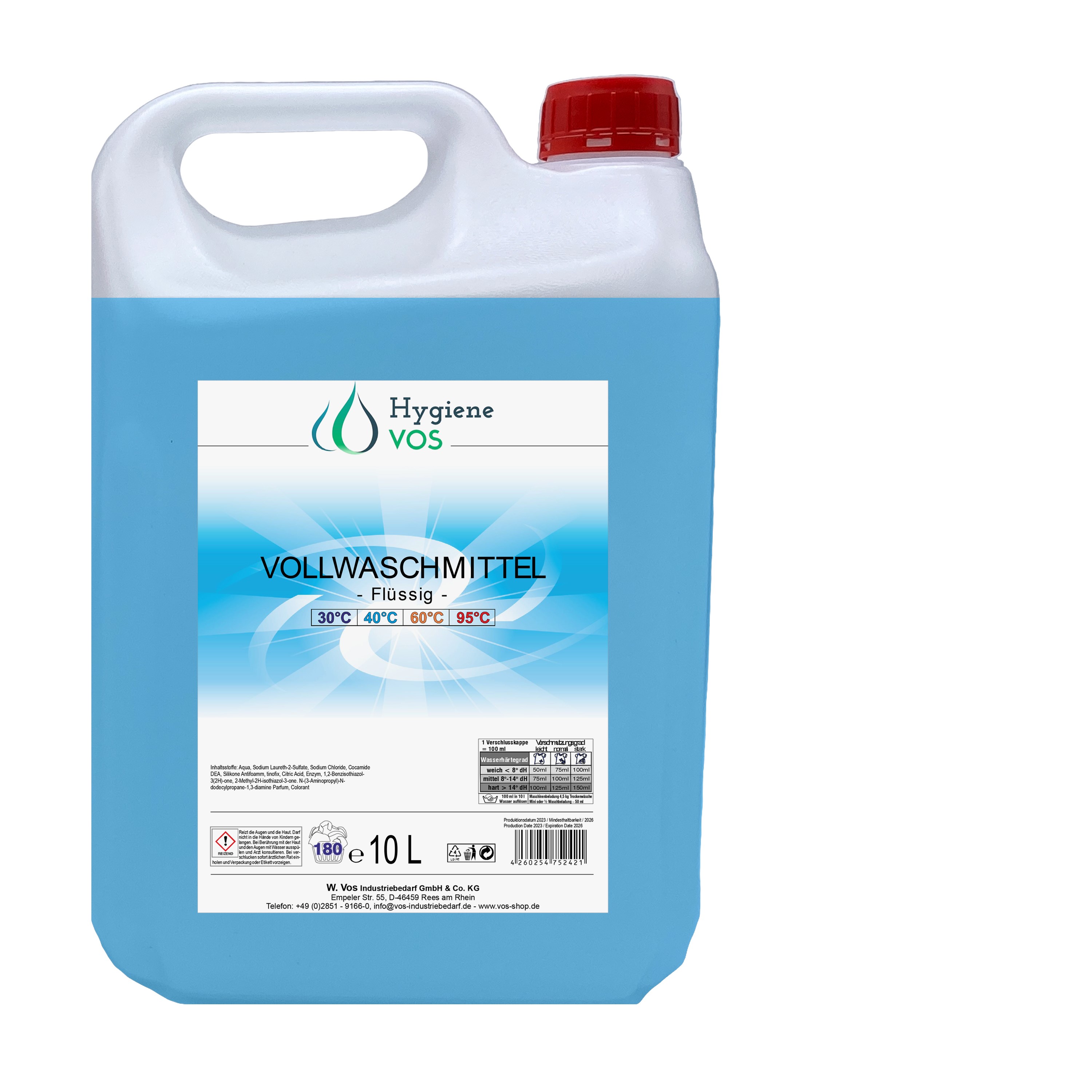 Hygiene Vos Vollwaschmittel flüssig 1,5 Liter / 10 Liter