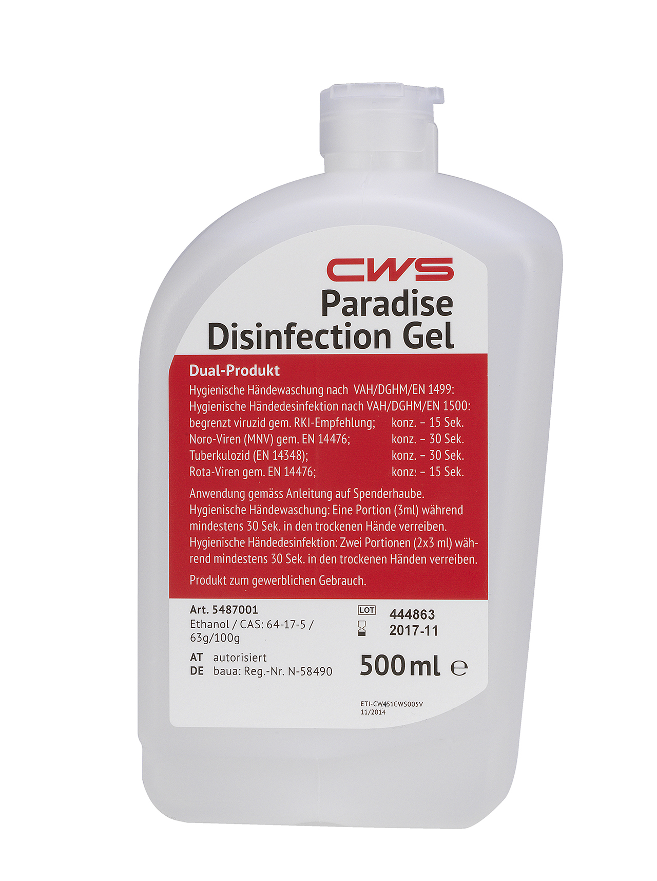 CWS Desinfektionsgel 500ml für PL Disinfect NonTouch