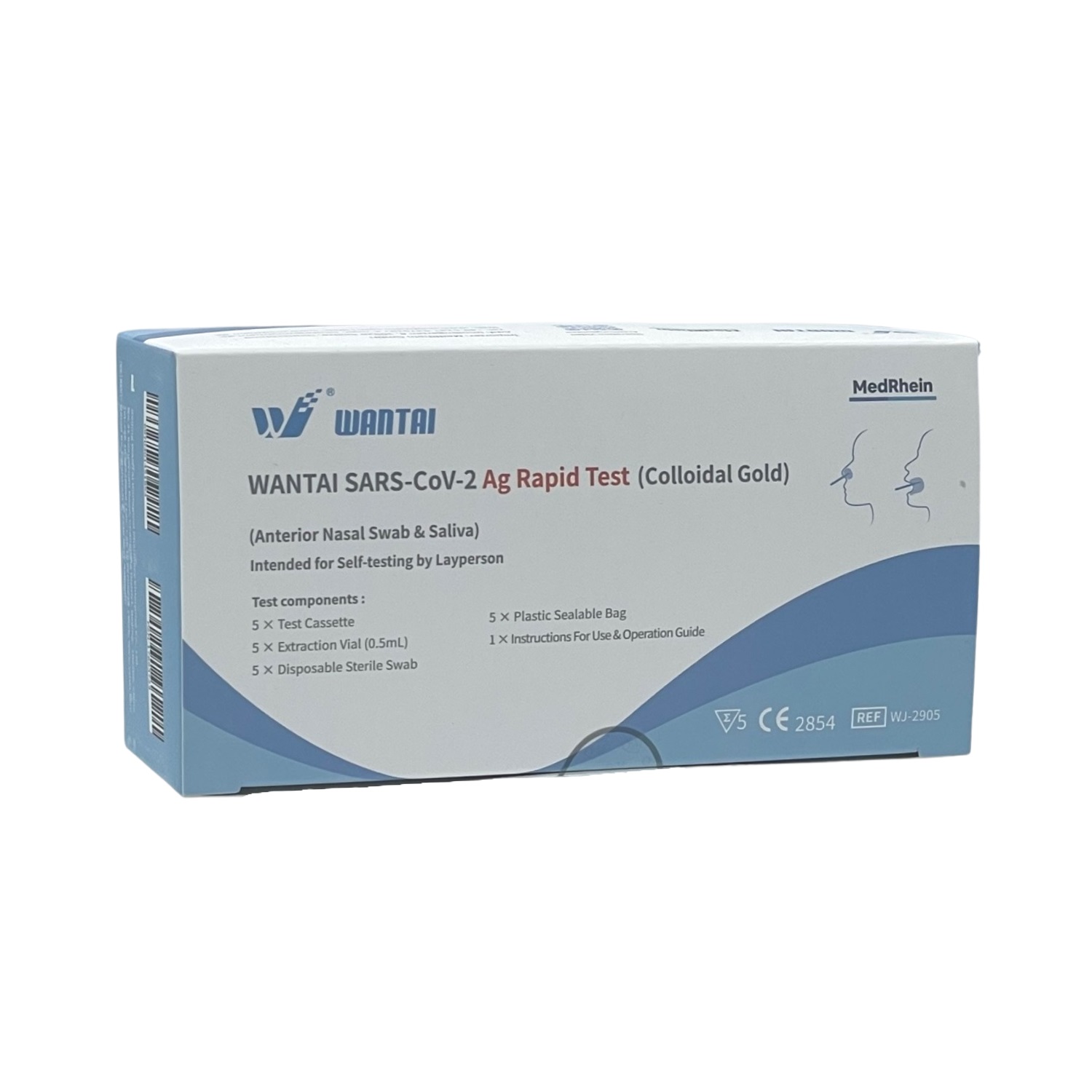 180 x 5er Pack WANTAI SARS-CoV-2 Antigen-Schnelltest Gold (=900 Test)