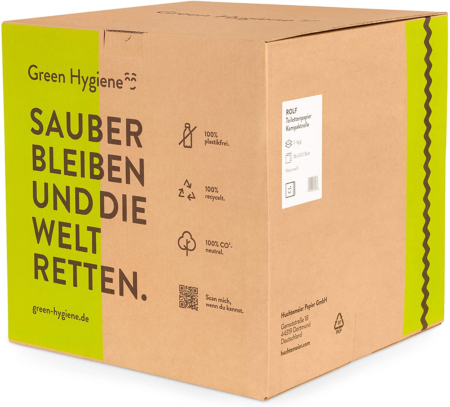 Huchtemeier - Green Hygiene - ROLF Toilettenpapier 2-lagig 36 Rollen: Umweltfreundlich, nachhaltig und effektiv