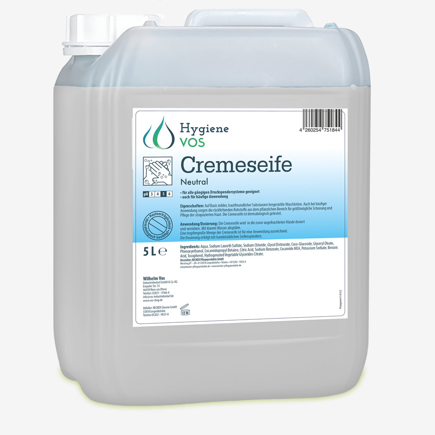 Hygiene VOS – Sanfte Neutrale Cremeseife 5L / 10L