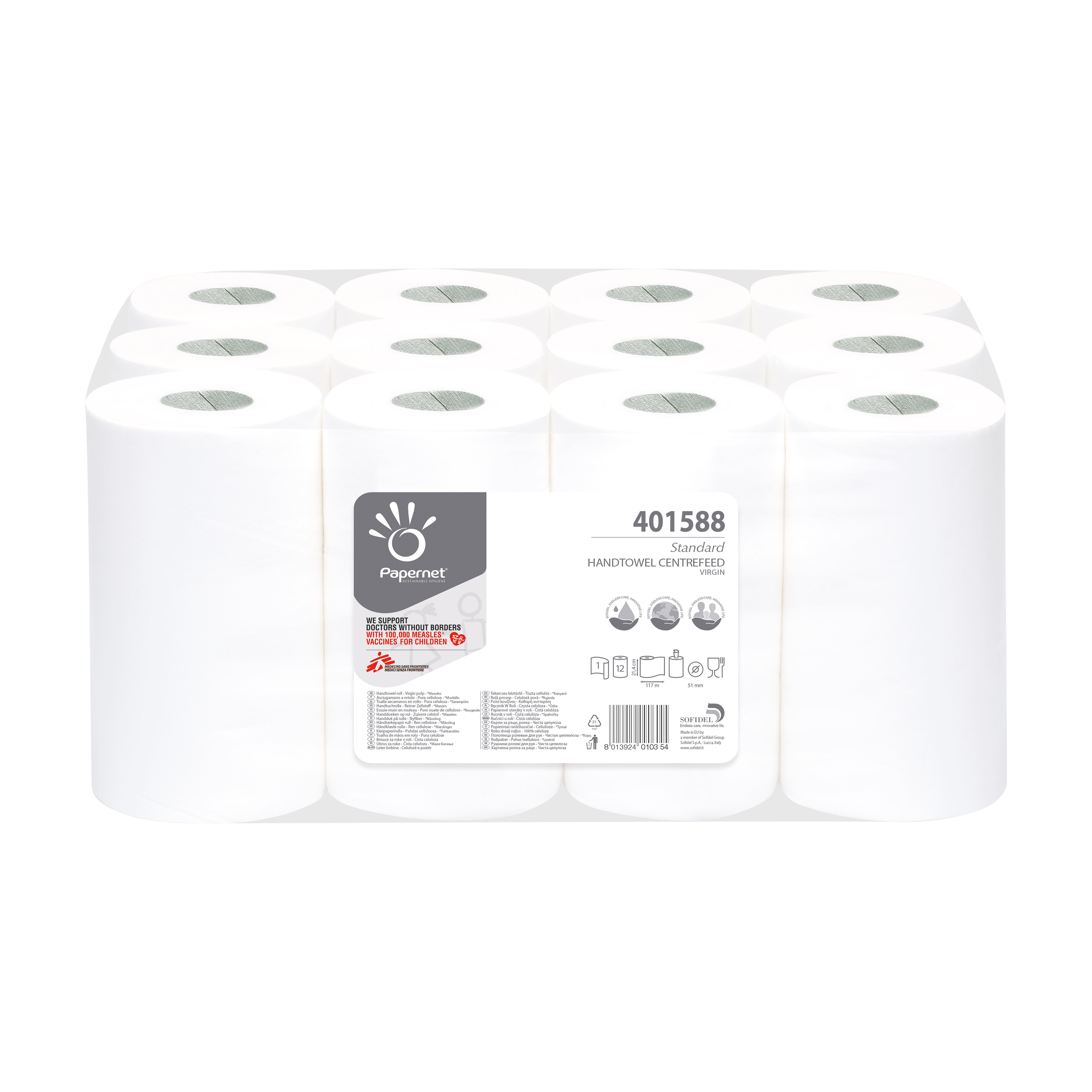 Handtuchrolle aus Zellstoff 1-lagig - 12 Rollen