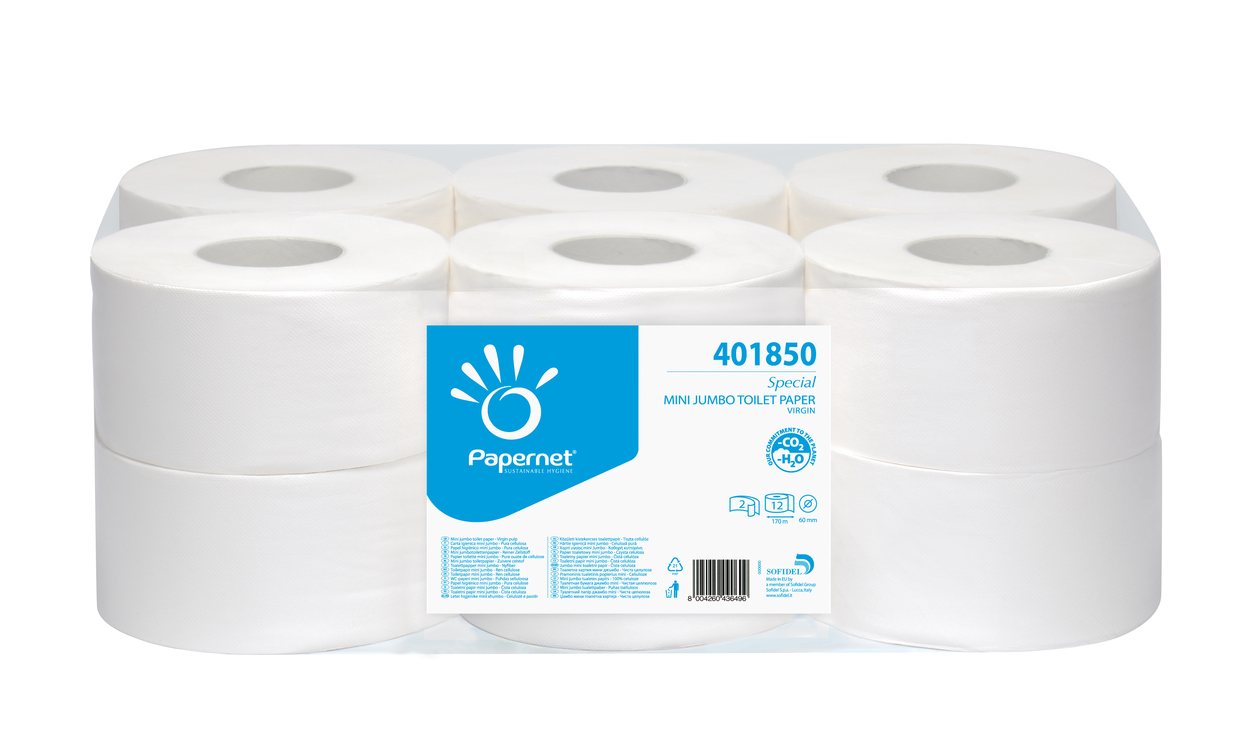 Papernet - Mini-Jumbo Toilettenpapier 12 Rollen 2-lagig