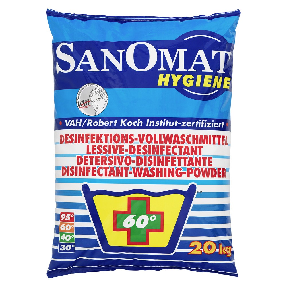 Desinfektions-Waschmittel Sanomat 8 / 15 / 20kg Hygiene Vos Industriebedarf
