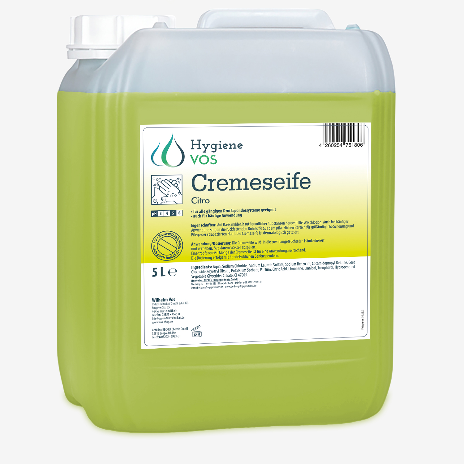 Hygiene VOS – Zitrusfrische Cremeseife 5L / 10L