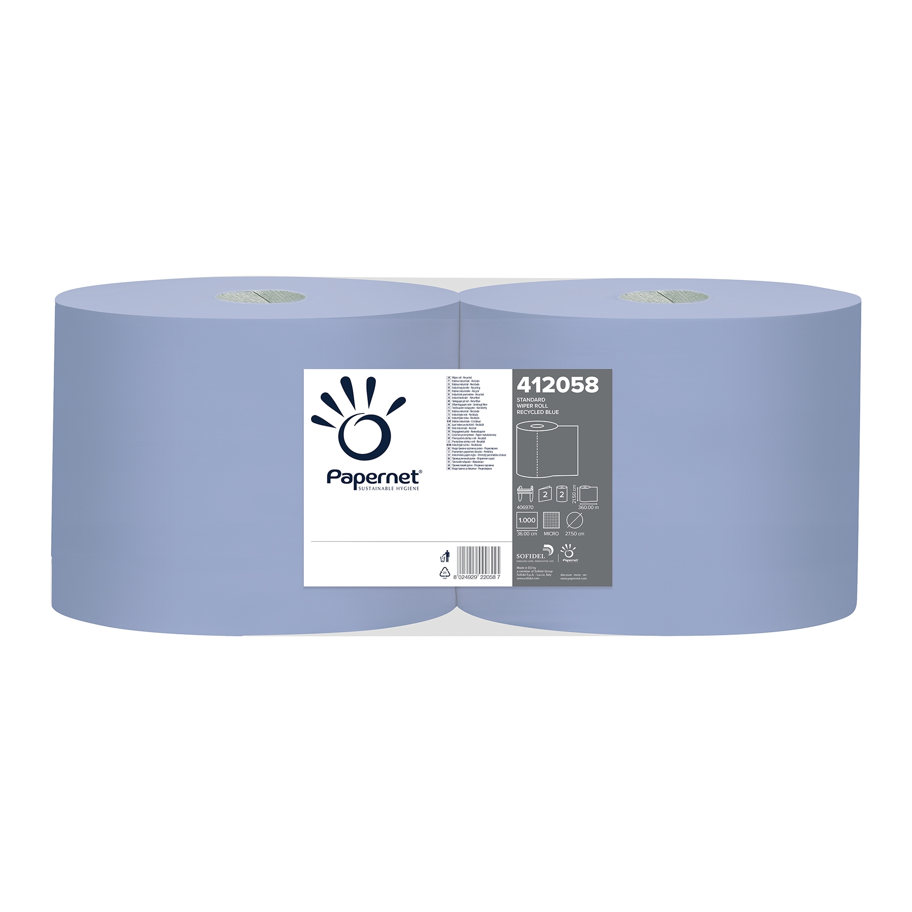 Papernet - Putztuchrolle 2-lagig blau 22x36 cm