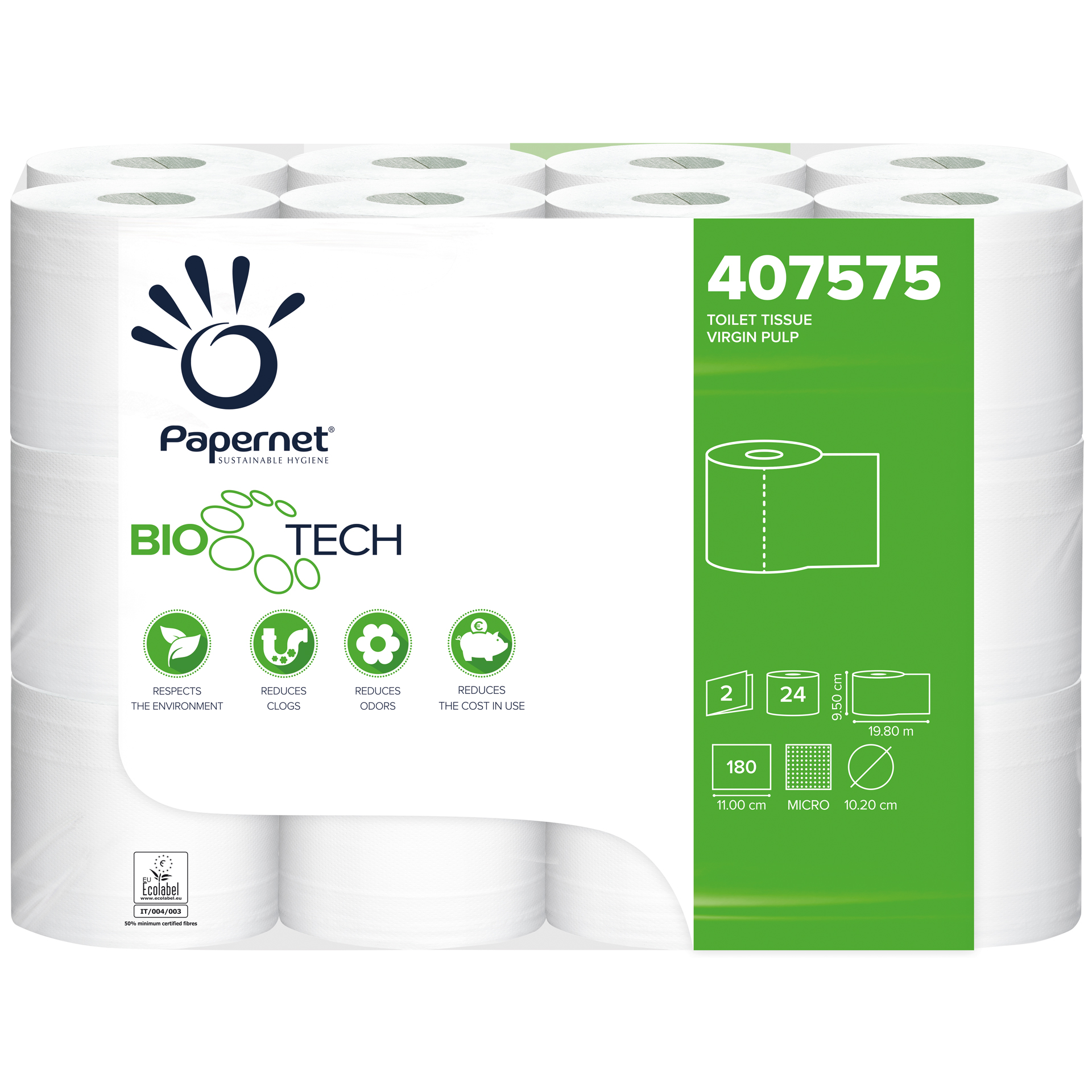 Papernet Selbstauflösendes Toilettenpapier Bio Tech 2-lagig 24 Rollen