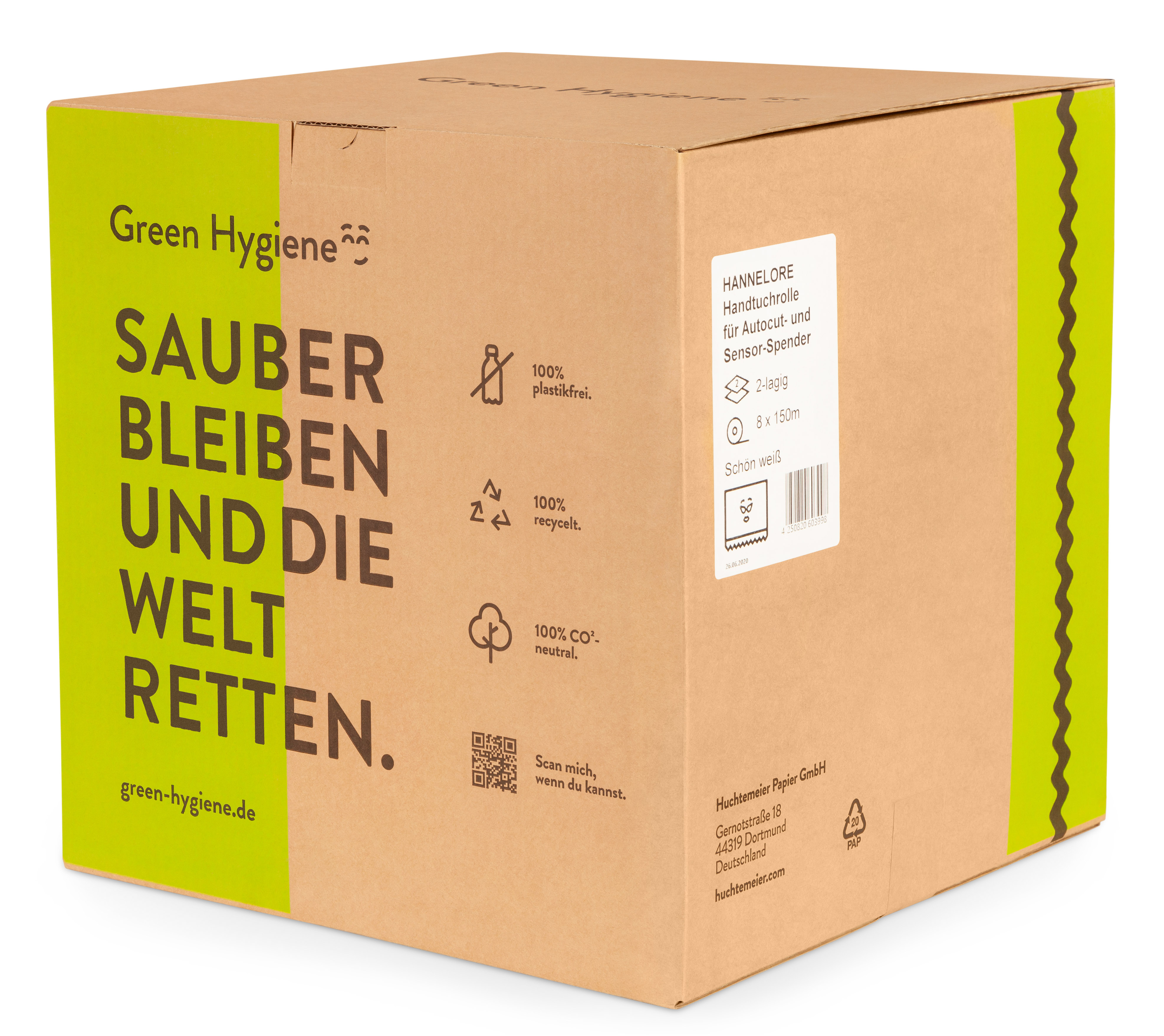 Green Hygiene - HANNELORE Handtuchrolle 2-lagig 8 Rollen á 150m